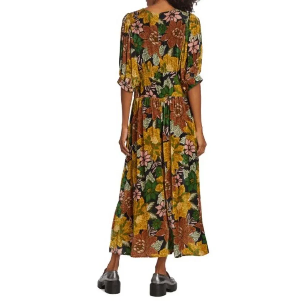 NWT $354 FARM RIO GARDEN VELVET MIDI DRESS US SIZE MEDIUM SOLD OUT EVERYWHERE! - Picture 4 of 11